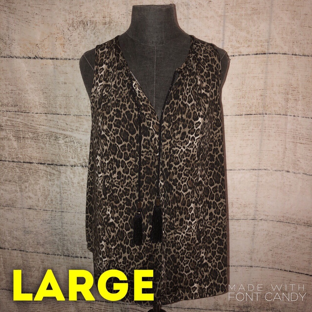 Lily White Cheetah Print Top With Tassels